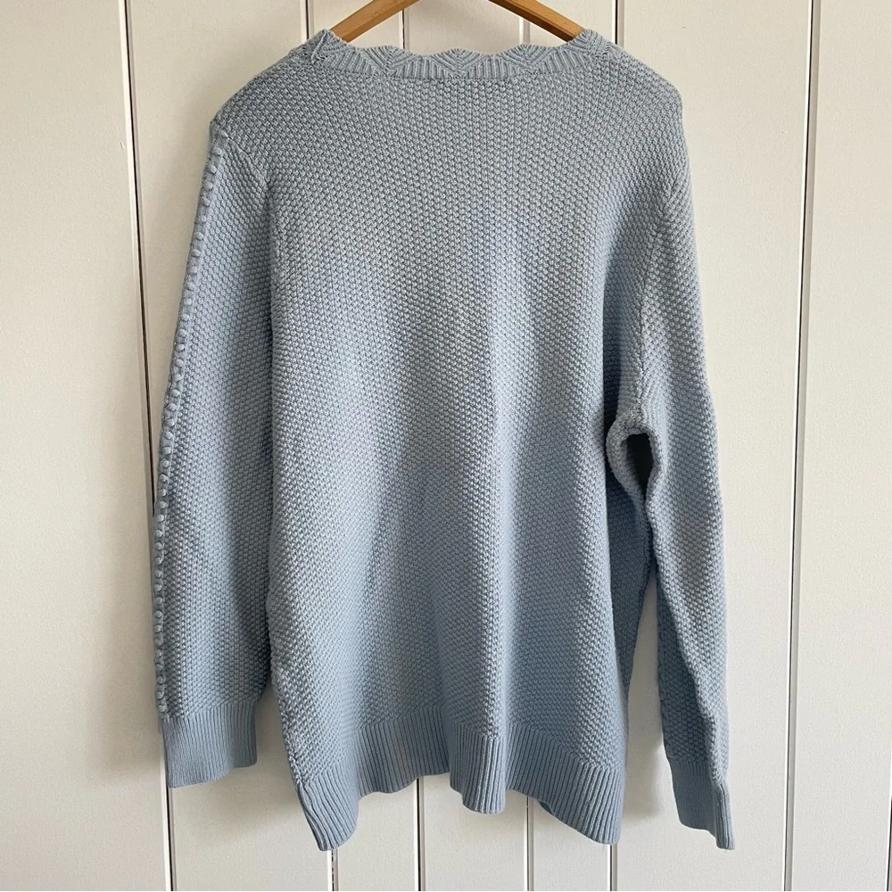 $15 SALE Textured Knit Pullover Sweater Women XL Pastel Blue LOFT - Picture 2 of 6